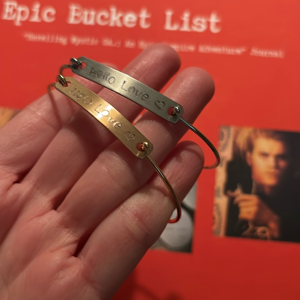 NEW Hello Love TVDu inspired Bangle easy open clasp hand stamped PeacedbyAlise